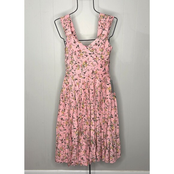 NEW Gal Meets Glam Sarah Sleeveless Midi Dress Pink Floral Garden Party Size 2 - Picture 1 of 11